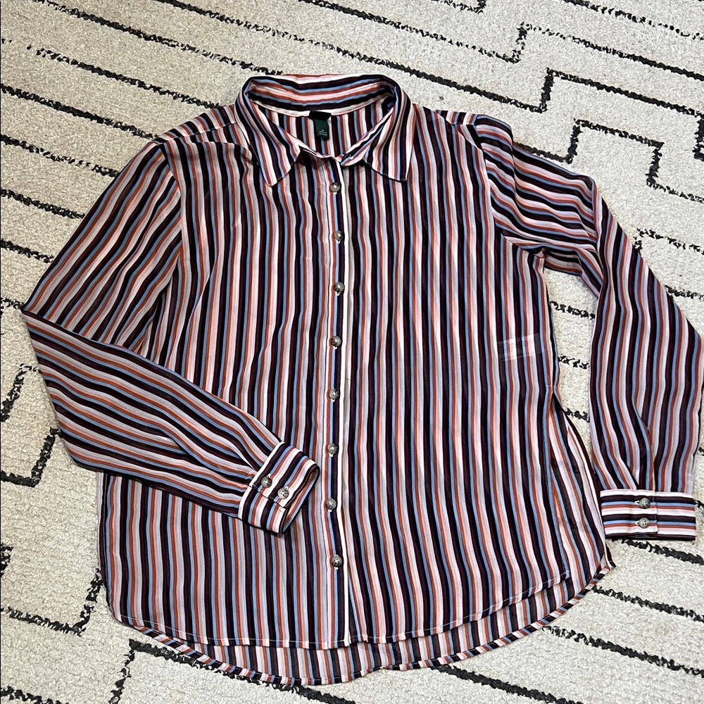Wild Fable Striped Button-Up Blouse